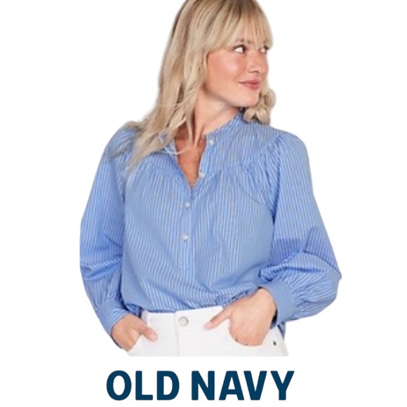 2X Old Navy Cotton Puff Sleeve Henley Top - Picture 3 of 9